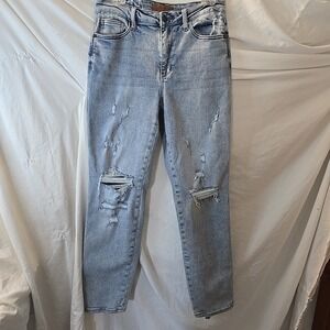 Judy Blue Boyfriend Fit Distressed  Medium Wash Jeans Women's Size 7/28